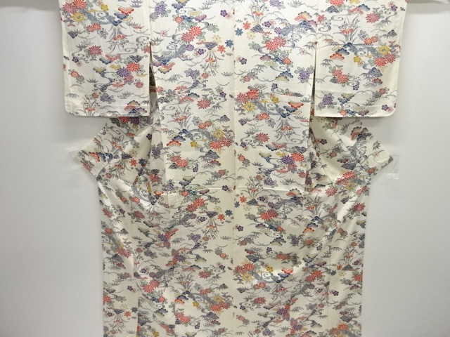 JAPANESE KIMONO / HITOE KOMON / UNUSED / FLORAL PLANTS